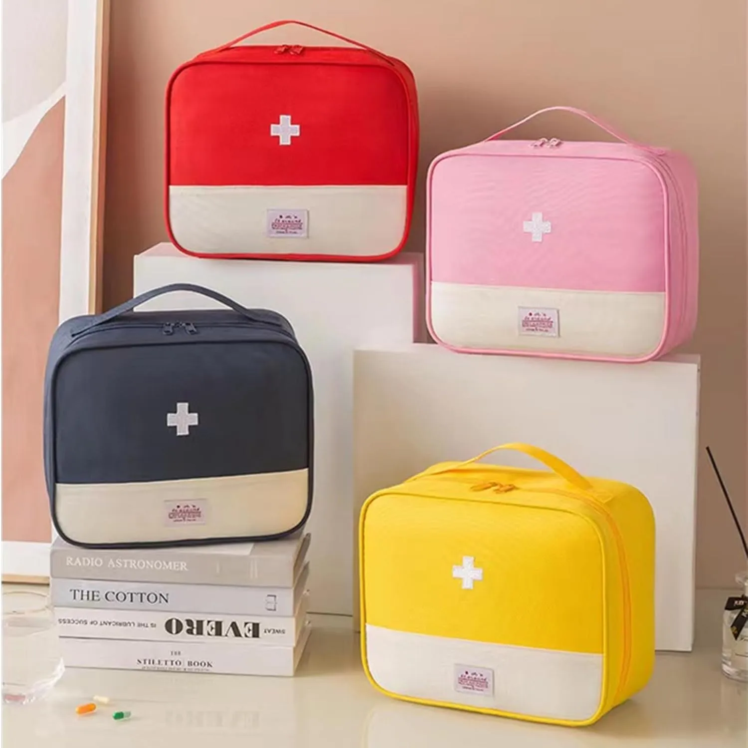 Red First Aid Bag Empty 1st Aid Bag Medical Travel Case First Responder Emergency Storage Compact Medicine Bags for Car Home Office Kitchen Sport Outdoors (Yellow)