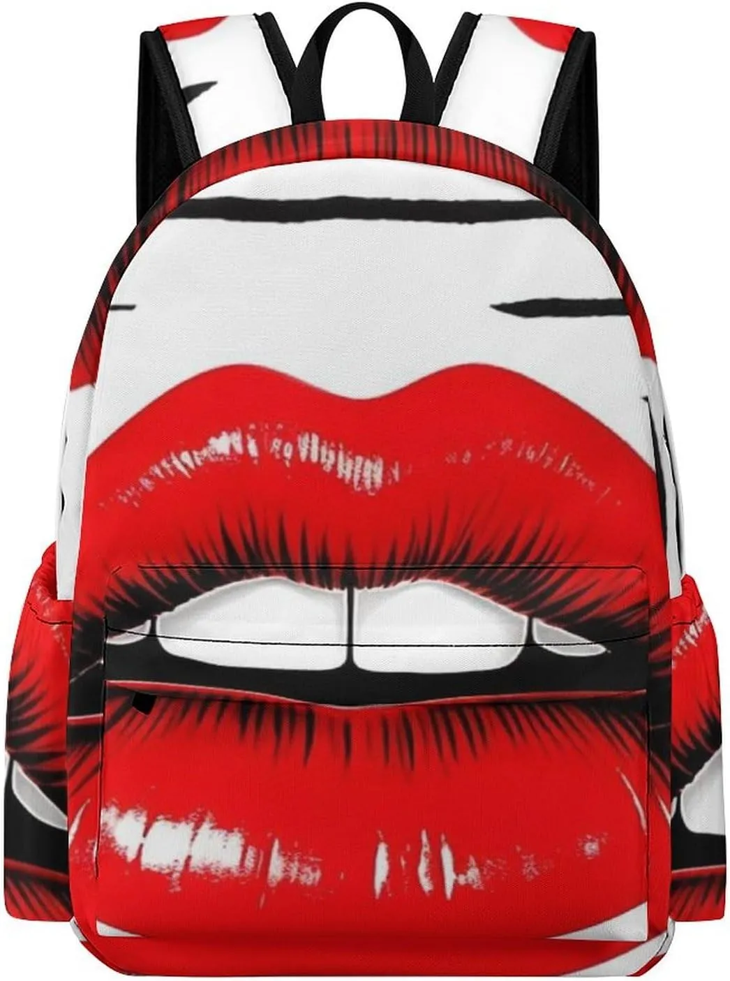 Red Lips Kiss Print Laptop Backpacks Casual Shoulder Bag Travel Daypack Fashion for Men Women
