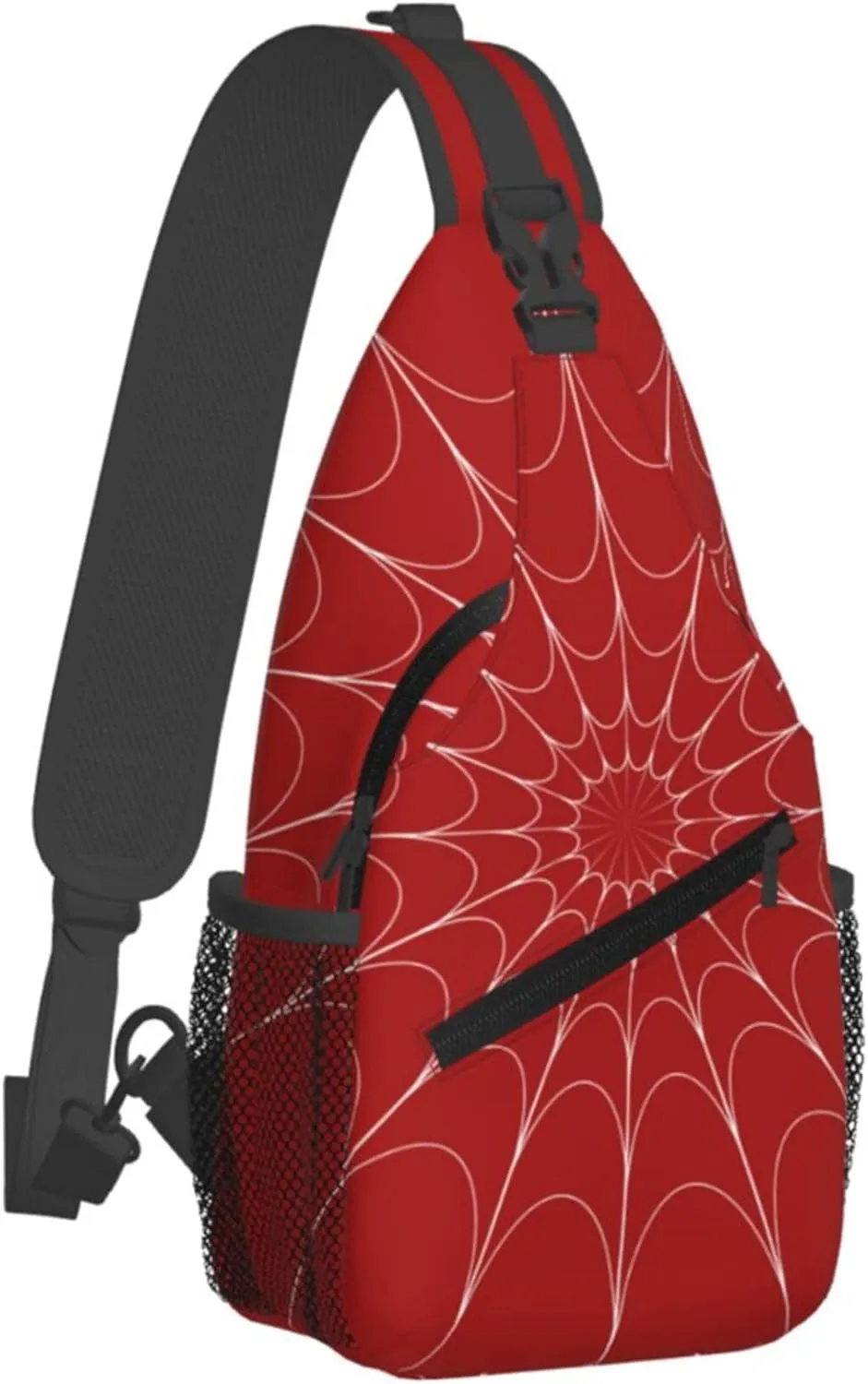 Red Spider Web Sling Backpack Crossbody Bag, Chest Bag Daypack for Outdoors Hiking Traveling