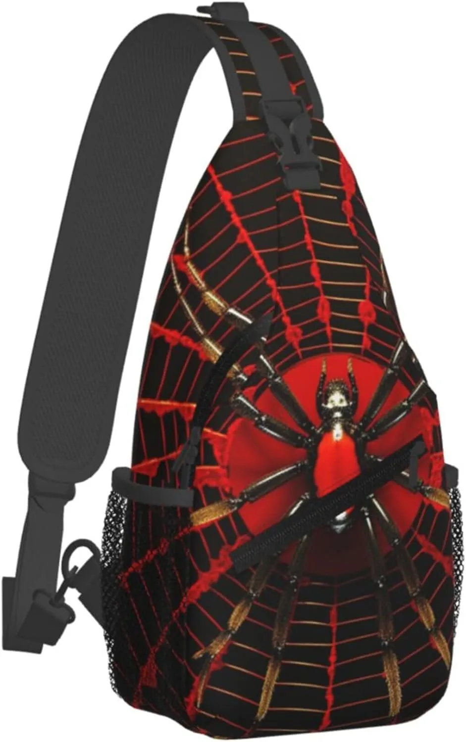 Red Spider Web Sling Backpack Crossbody Bag, Chest Bag Daypack for Outdoors Hiking Traveling