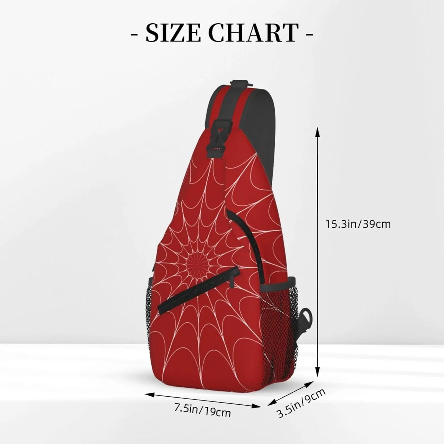 Red Spider Web Sling Backpack Crossbody Bag, Chest Bag Daypack for Outdoors Hiking Traveling
