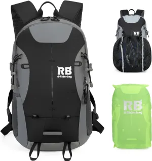 Reflective Motorcycle Backpack – Lightweight Hi Viz Riding Gear with Helmet Holder, Laptop pocket, Ventilated Back, Cycling, Hiking, Sport & Commuter Daypack (black backpack)