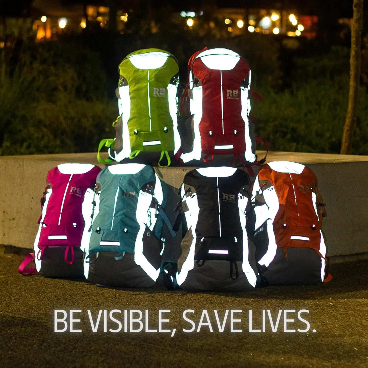Reflective Motorcycle Backpack – Lightweight Hi Viz Riding Gear with Helmet Holder, Laptop pocket, Ventilated Back, Cycling, Hiking, Sport & Commuter Daypack (black backpack)