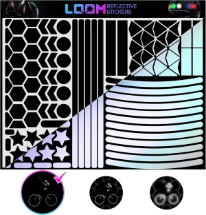 Reflective Stickers Mega Kit (101pcs Black)• Nighttime Safety Waterproof Self-Adhesive Decals for Helmets, Skateboard, Bike, Scooter, E-Bike, Motorcycle & Strollers • Bright Colors