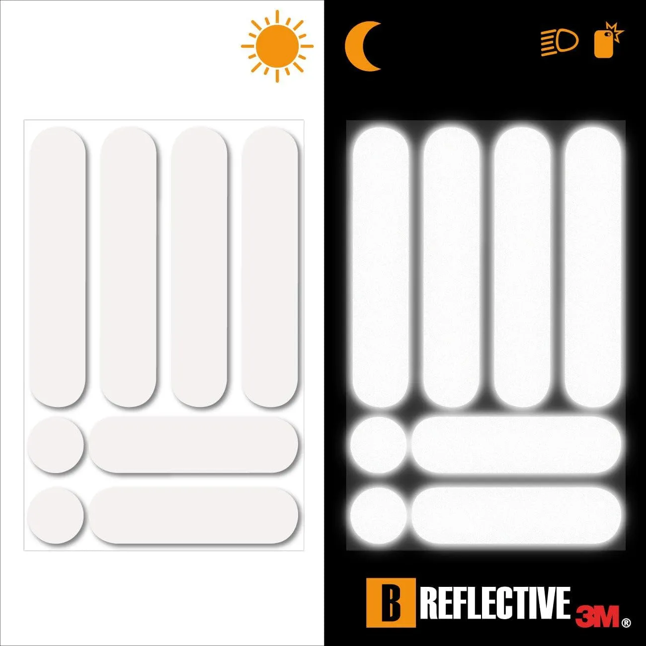 Reflective Strips Stickers Kit for Scooter, Bike & EDPM (Electric Scooter, Motor Scooter, ...) - 3M Technology™ Stickers - High Visibility - Discreet & Design - Maximum grip