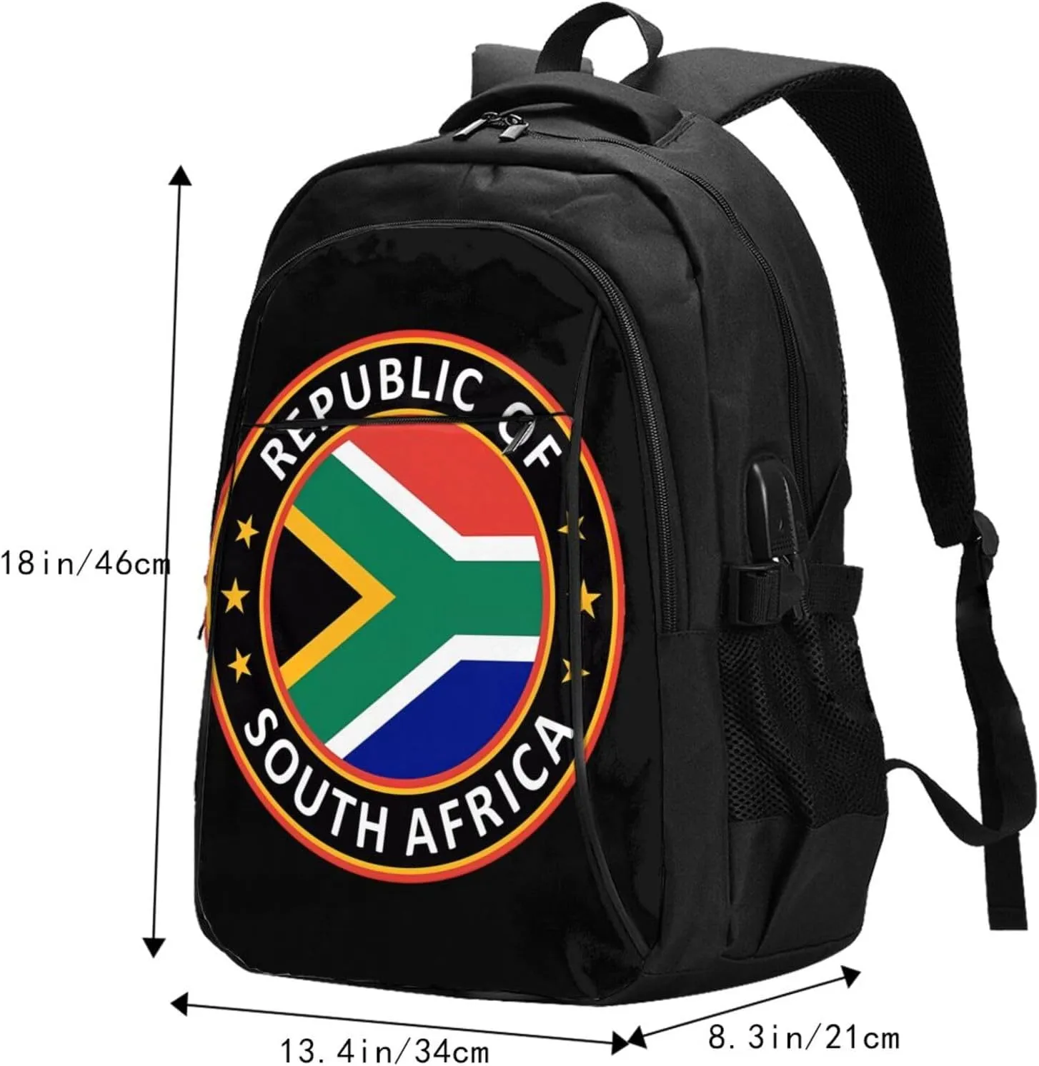 Republic of South Africa Business Laptop Backpack Travel Backpacks Outdoor Rucksack Large Bag Daypack with USB Charging Port Multi-Pocket for Hiking Camping