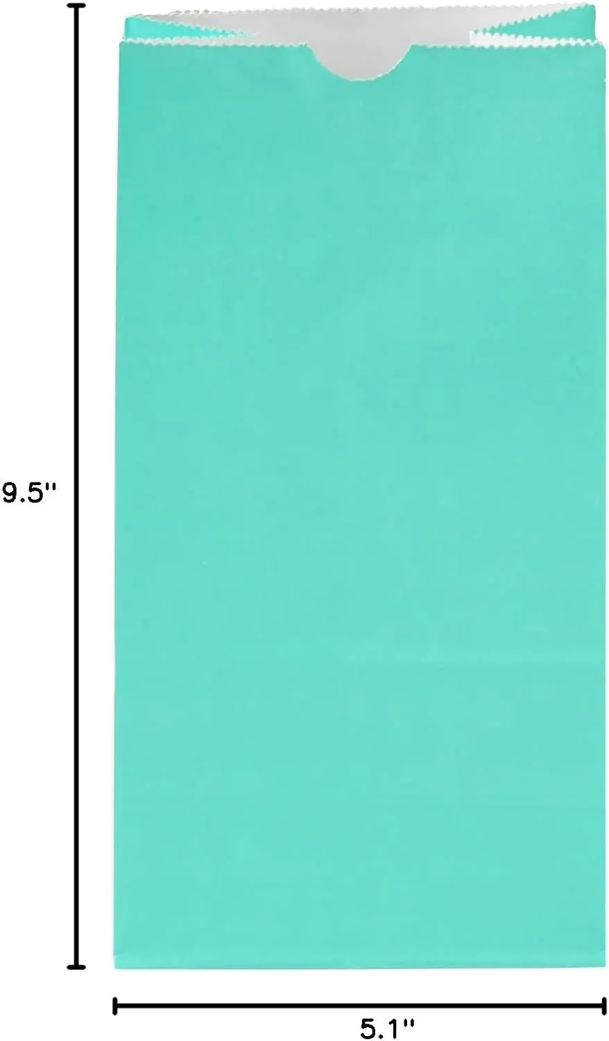 Restaurantware Bag Tek 4 LB Disposable Lunch Bags 100 Sturdy Take Out Bags - Flat Bottom Great For Restaurants Cafes And Bakeries Turquoise Paper Popcorn Bags Versatile For Grocery And More