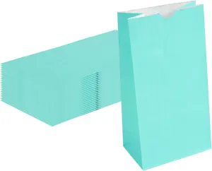 Restaurantware Bag Tek 4 LB Disposable Lunch Bags 100 Sturdy Take Out Bags - Flat Bottom Great For Restaurants Cafes And Bakeries Turquoise Paper Popcorn Bags Versatile For Grocery And More