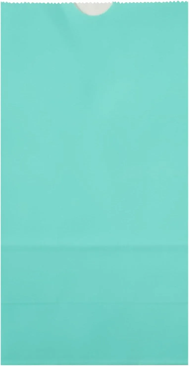 Restaurantware Bag Tek 4 LB Disposable Lunch Bags 100 Sturdy Take Out Bags - Flat Bottom Great For Restaurants Cafes And Bakeries Turquoise Paper Popcorn Bags Versatile For Grocery And More