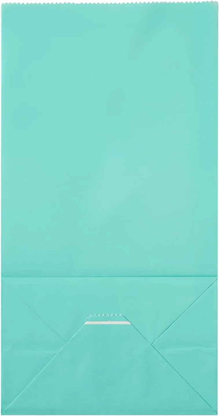 Restaurantware Bag Tek 4 LB Disposable Lunch Bags 100 Sturdy Take Out Bags - Flat Bottom Great For Restaurants Cafes And Bakeries Turquoise Paper Popcorn Bags Versatile For Grocery And More