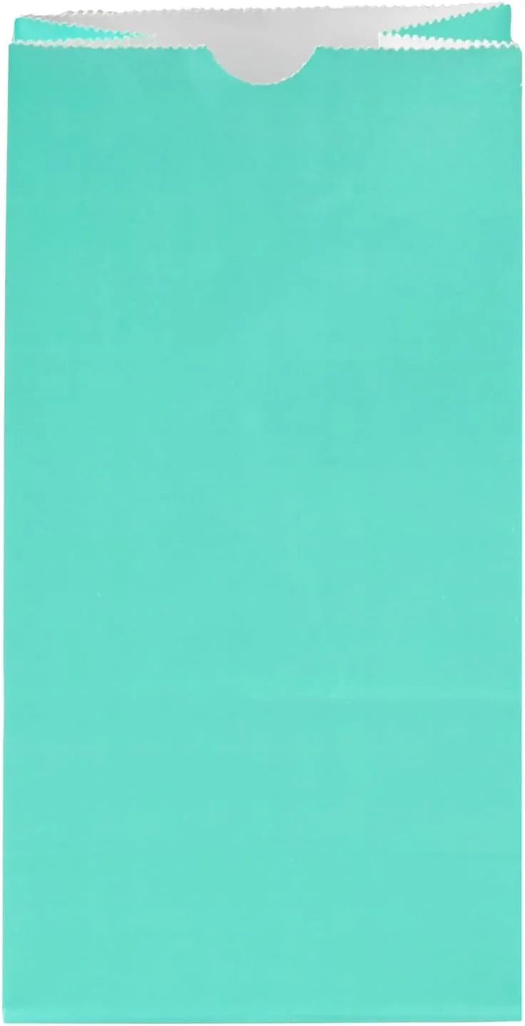 Restaurantware Bag Tek 4 LB Disposable Lunch Bags 100 Sturdy Take Out Bags - Flat Bottom Great For Restaurants Cafes And Bakeries Turquoise Paper Popcorn Bags Versatile For Grocery And More