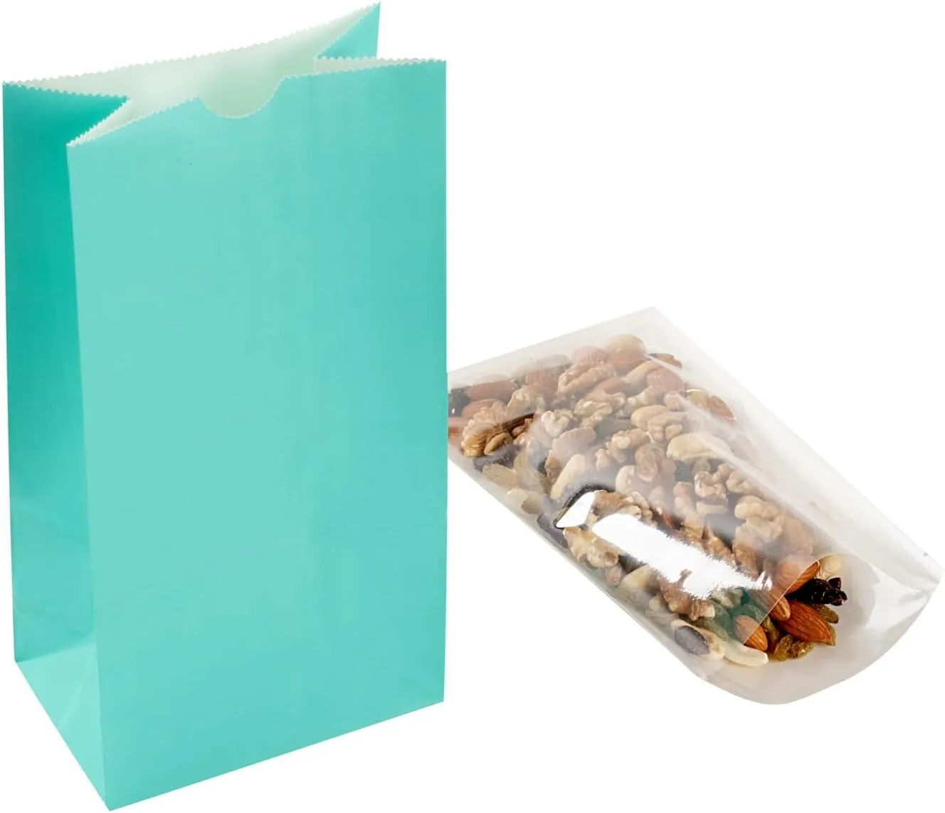 Restaurantware Bag Tek 4 LB Disposable Lunch Bags 100 Sturdy Take Out Bags - Flat Bottom Great For Restaurants Cafes And Bakeries Turquoise Paper Popcorn Bags Versatile For Grocery And More