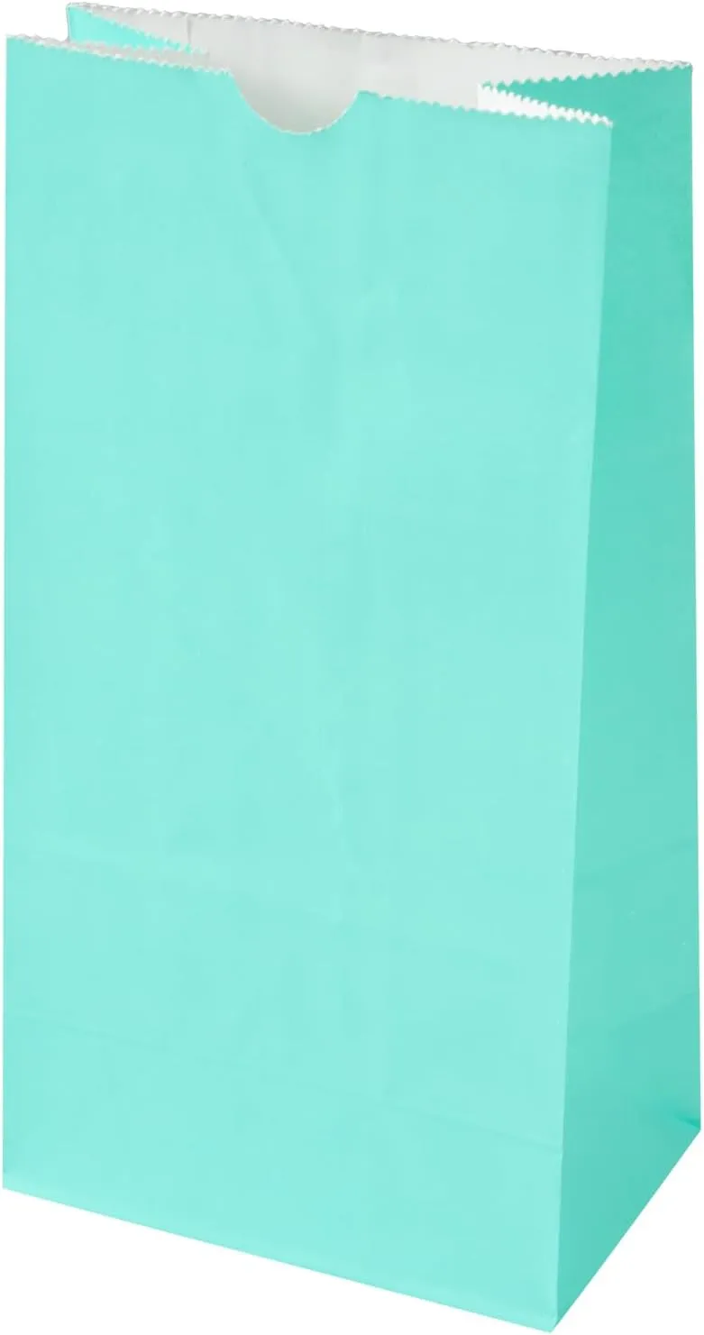 Restaurantware Bag Tek 4 LB Disposable Lunch Bags 100 Sturdy Take Out Bags - Flat Bottom Great For Restaurants Cafes And Bakeries Turquoise Paper Popcorn Bags Versatile For Grocery And More