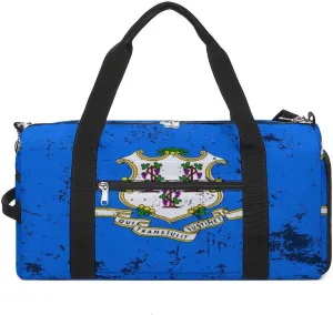 Retro Connecticut State Flag Gym Bag-Workout Organizer with Water Resistant Compartments for Gym Lovers