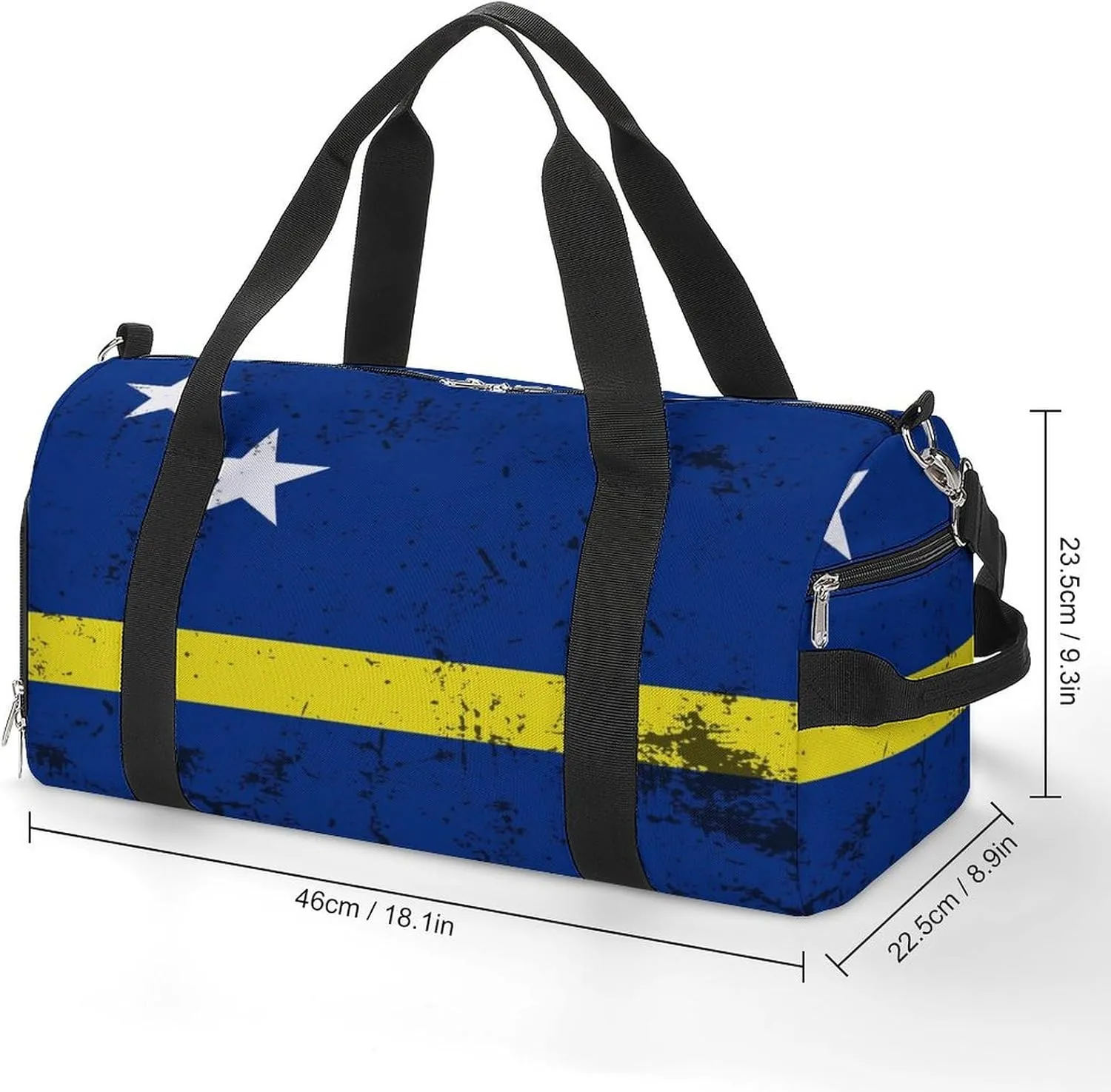 Retro Curacao Flag Gym Bag-Workout Organizer with Water Resistant Compartments for Gym Lovers, style-18-3