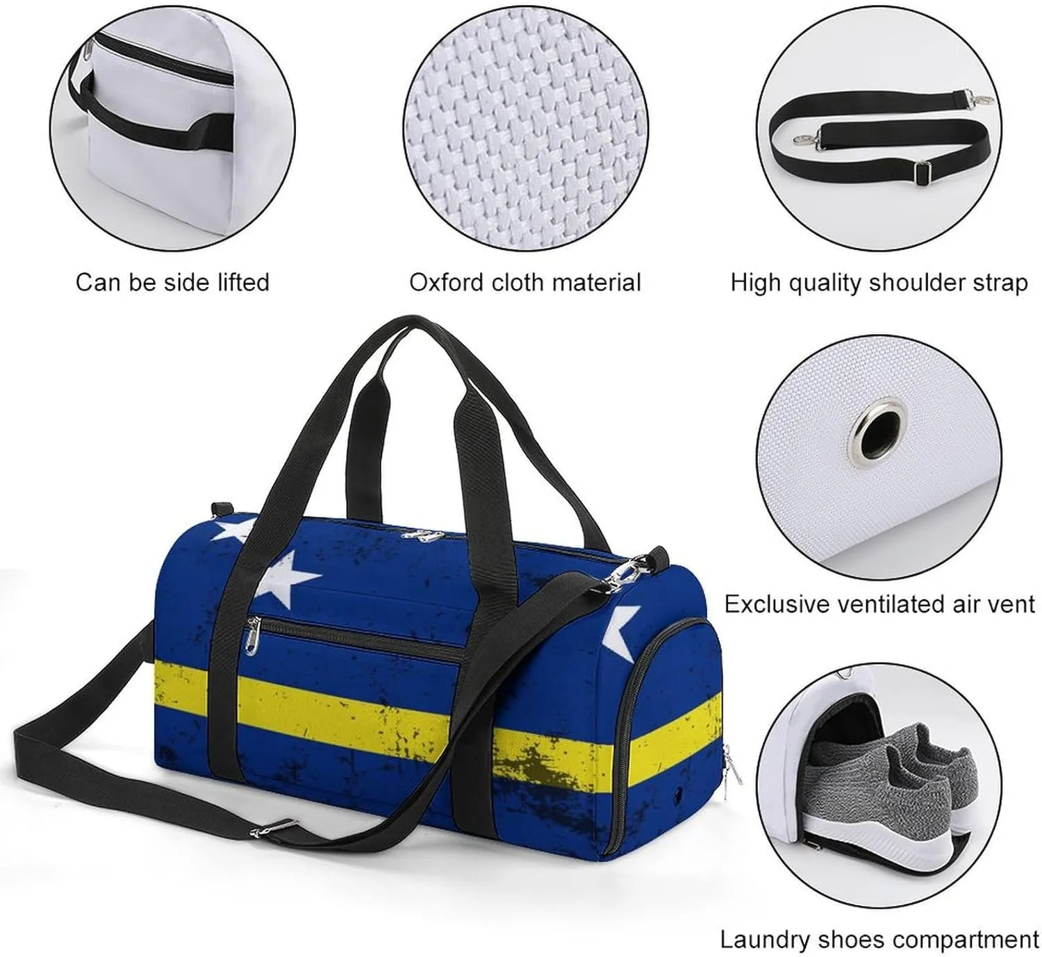 Retro Curacao Flag Gym Bag-Workout Organizer with Water Resistant Compartments for Gym Lovers, style-18-3