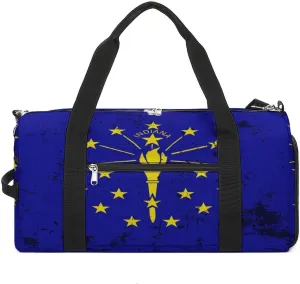 Retro Indiana State Flag Gym Bag-Workout Organizer with Water Resistant Compartments for Gym Lovers