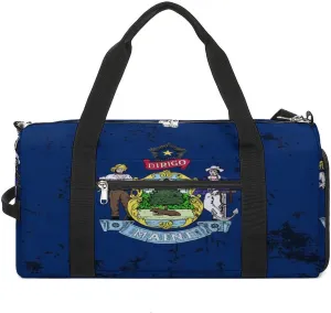 Retro Maine State Flag Gym Bag-Workout Organizer with Water Resistant Compartments for Gym Lovers, style-37-2