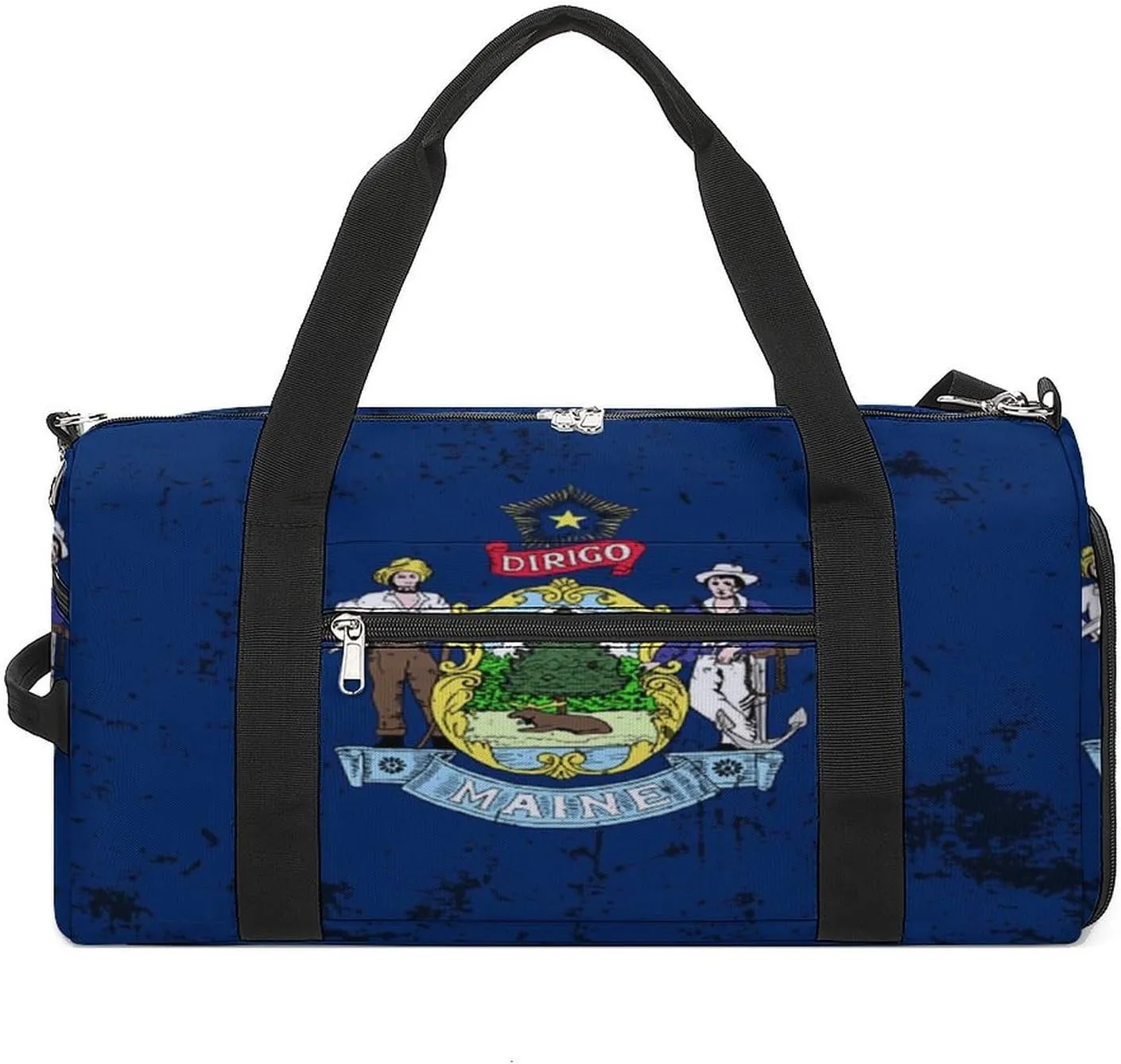 Retro Maine State Flag Gym Bag-Workout Organizer with Water Resistant Compartments for Gym Lovers, style-37-2