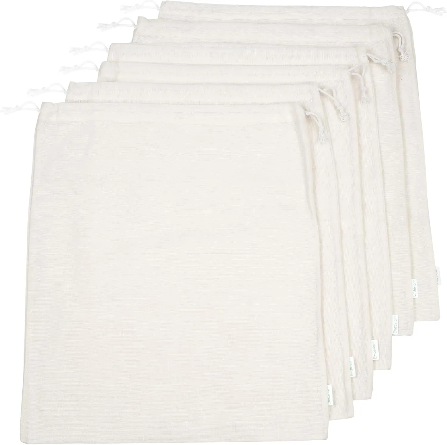 Reusable Cotton Storage Produce Bags With Drawstrings X-Large 14x18 Inch (6 Psc), Muslin Bags - For Bulk Food Storage, Vegetable, fruit, Food, Snack, Footwear, Toys Storage Bag