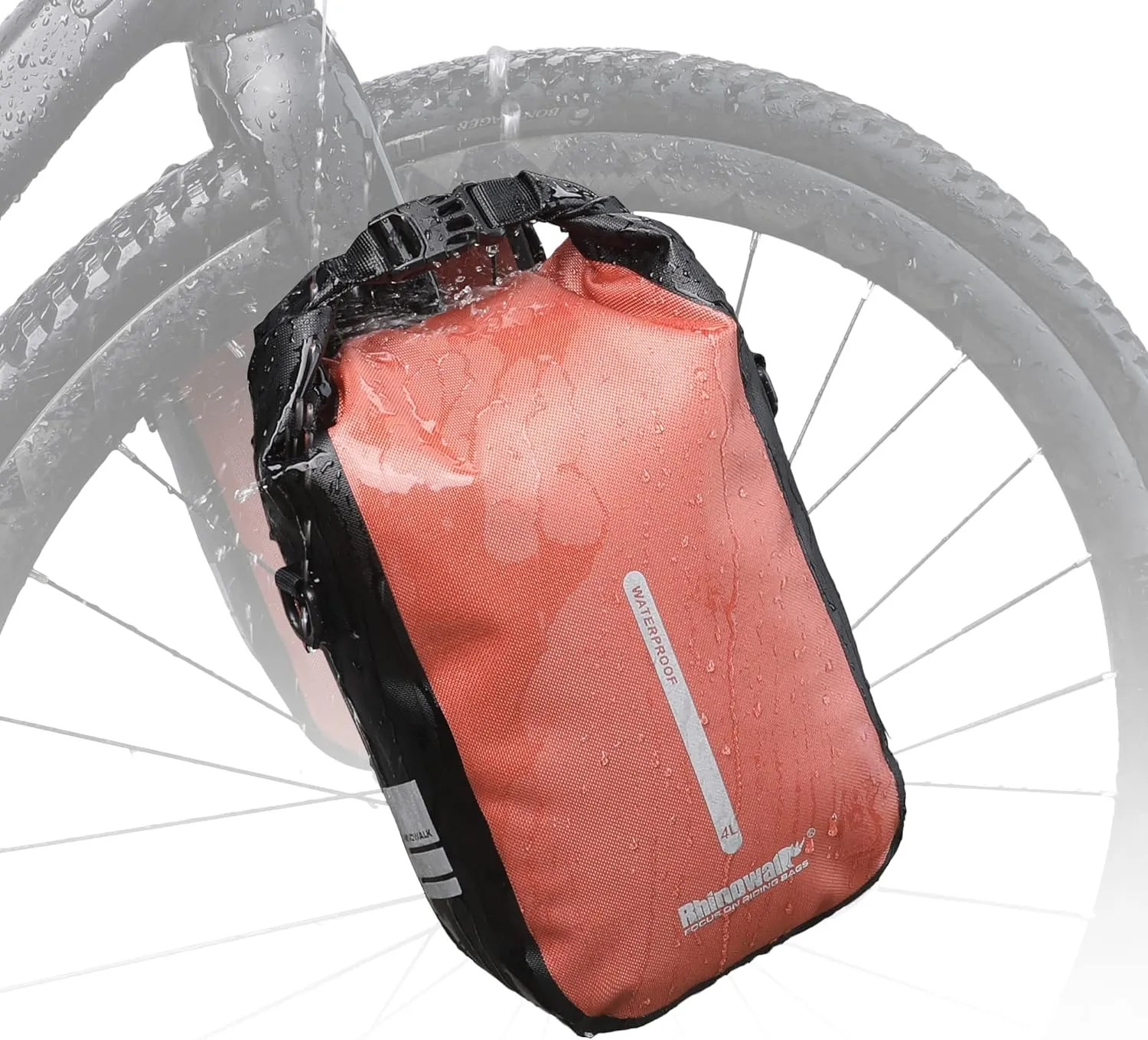 Rhinowalk Bike front fork Waterproof Bag Bike Pannier Bag Saddle Bag Fork Bag Rack Bicycle Bag Shoulder Bag for E-Scooter Mountain Bike Accessories [Orange 4L]