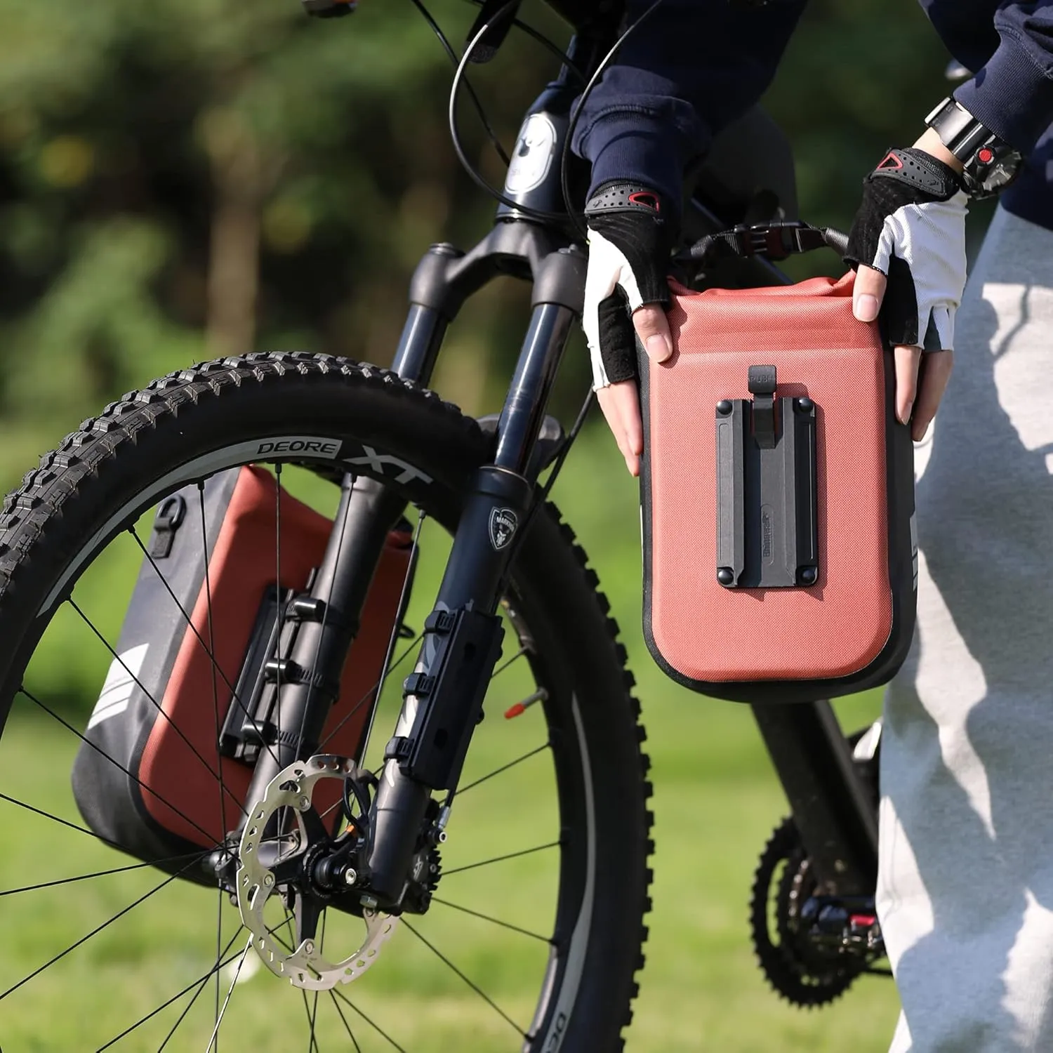 Rhinowalk Bike front fork Waterproof Bag Bike Pannier Bag Saddle Bag Fork Bag Rack Bicycle Bag Shoulder Bag for E-Scooter Mountain Bike Accessories [Orange 4L]