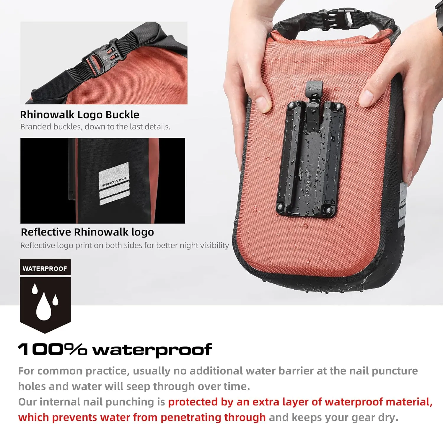 Rhinowalk Bike front fork Waterproof Bag Bike Pannier Bag Saddle Bag Fork Bag Rack Bicycle Bag Shoulder Bag for E-Scooter Mountain Bike Accessories [Orange 4L]