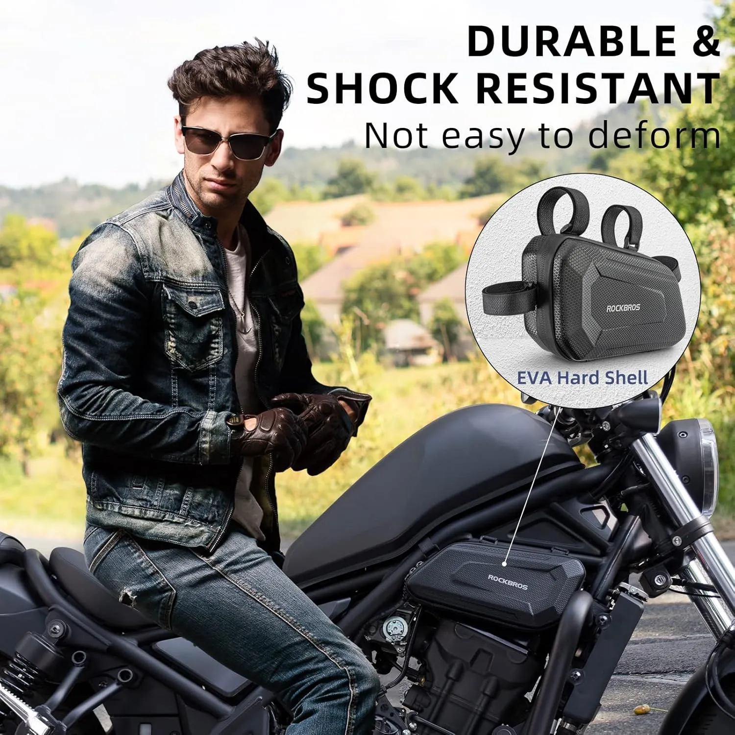 ROCKBROS Motorcycle Tool Bag Triangle Side Bag EVA Hard Shell Motorcycle Storage Bags Water-resistant Motorcycle Tail Bag 2Pcs, Black-right, 30120024001/USA