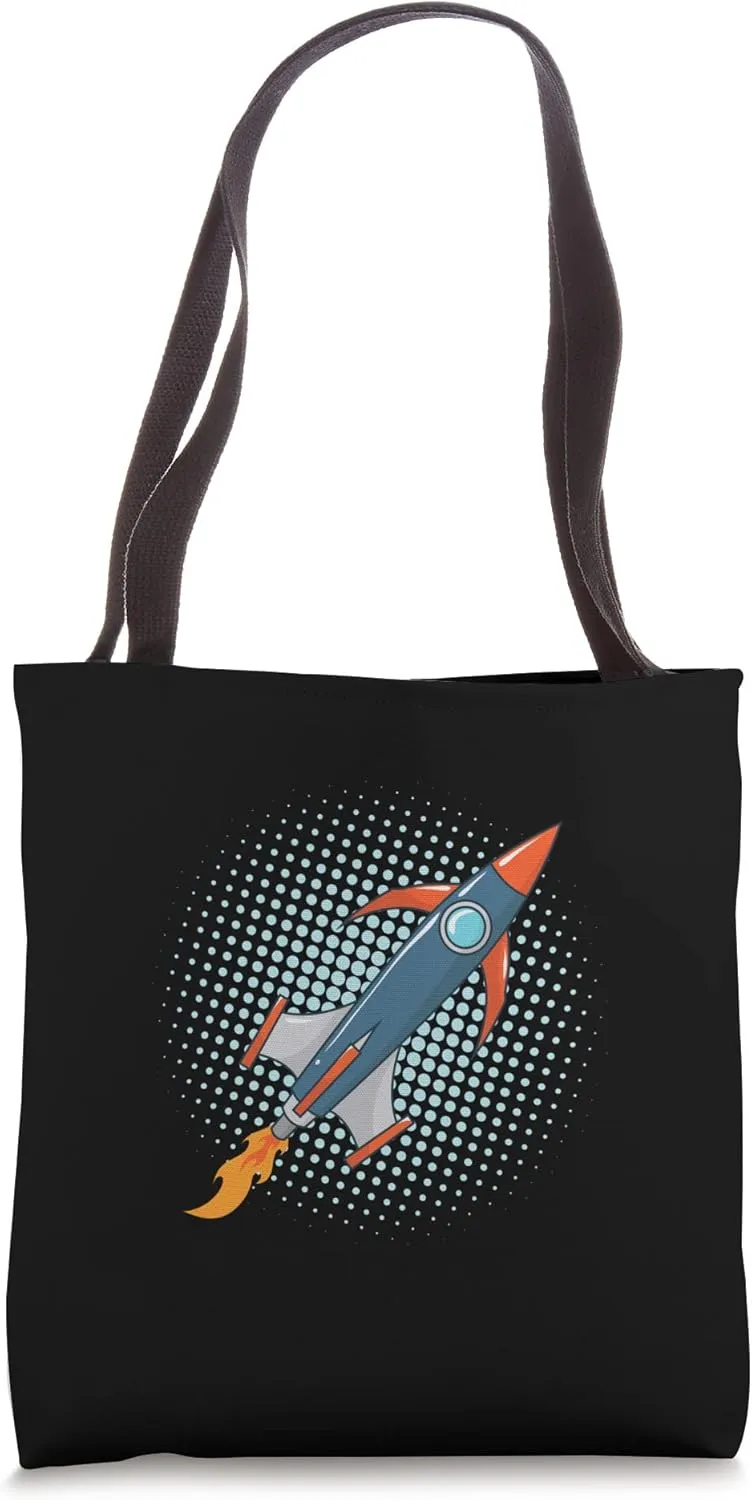 Rocket Comic Spacecraft Moon Space Tote Bag