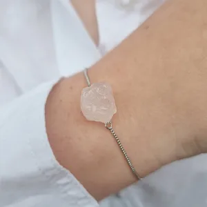 Rose Quartz - 925 Silver Plated Bracelet