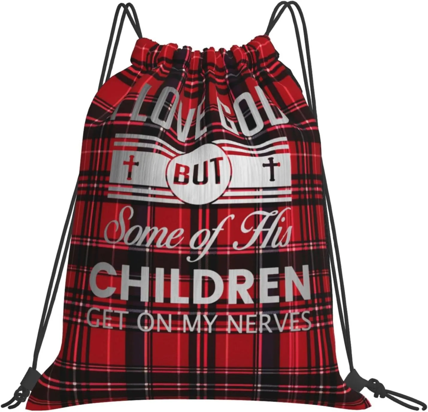 Rqwaaed I Love God But Some Of His Children Get On My Nerves Versatile Drawstring Gym Bag Perfect Workouts Daily Essentials