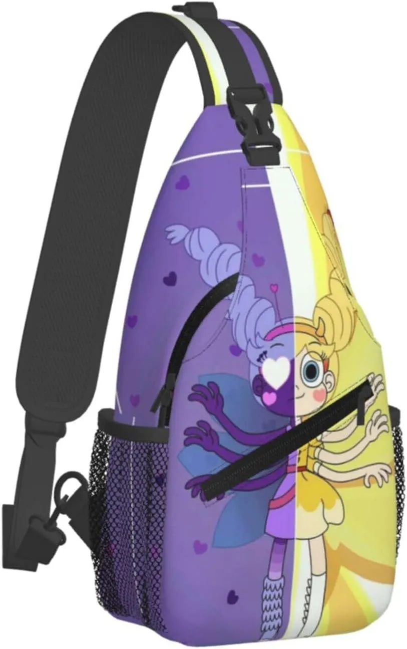 S-tar Butterfly Princess Messenger Bag Backpack Crossbody Bag Shoulder Bag Travel Hiking Backpack Unisex Black