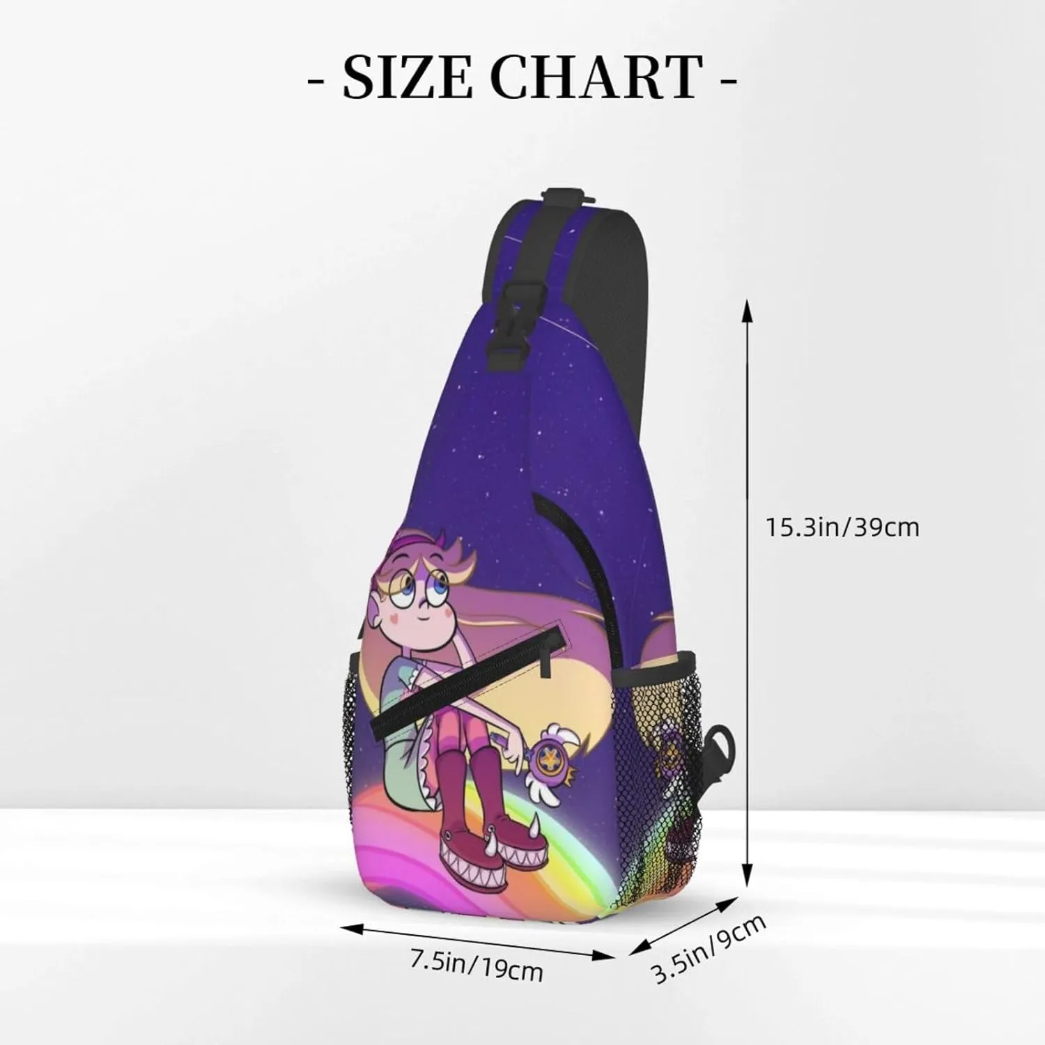 S-tar Butterfly Princess Messenger Bag Backpack Crossbody Bag Shoulder Bag Travel Hiking Backpack Unisex Black