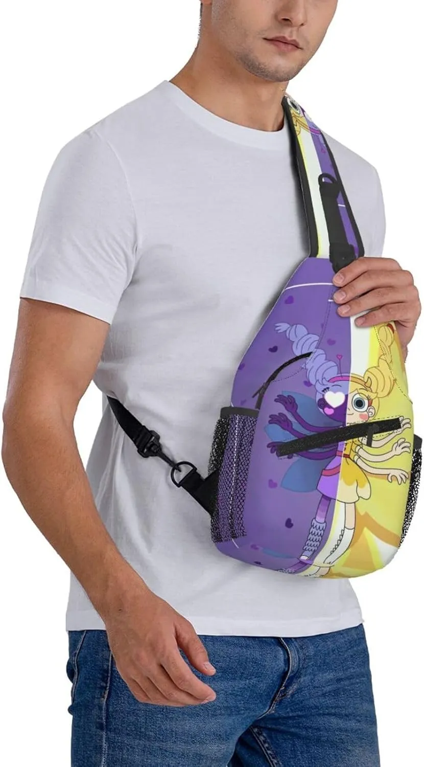 S-tar Butterfly Princess Messenger Bag Backpack Crossbody Bag Shoulder Bag Travel Hiking Backpack Unisex Black