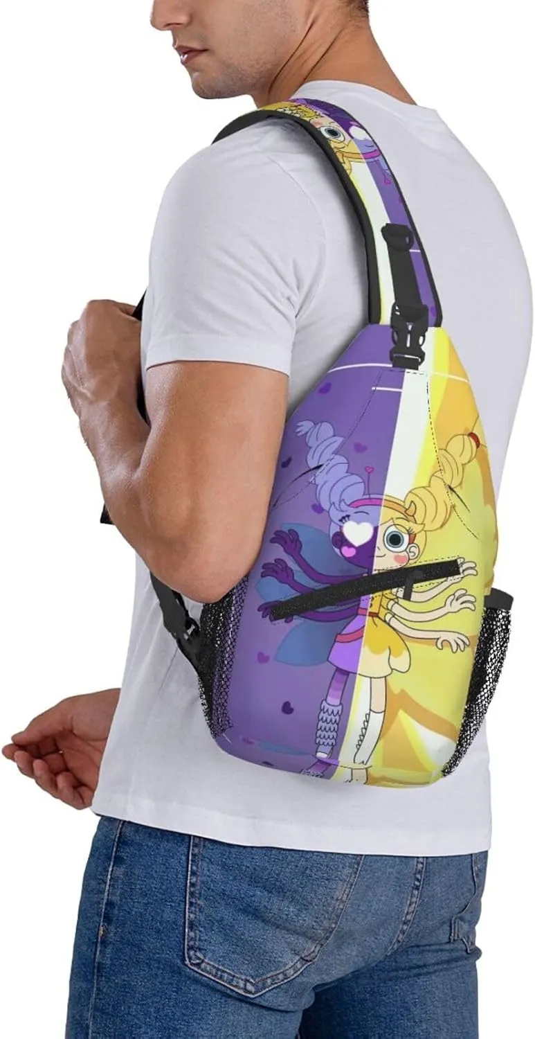 S-tar Butterfly Princess Messenger Bag Backpack Crossbody Bag Shoulder Bag Travel Hiking Backpack Unisex Black