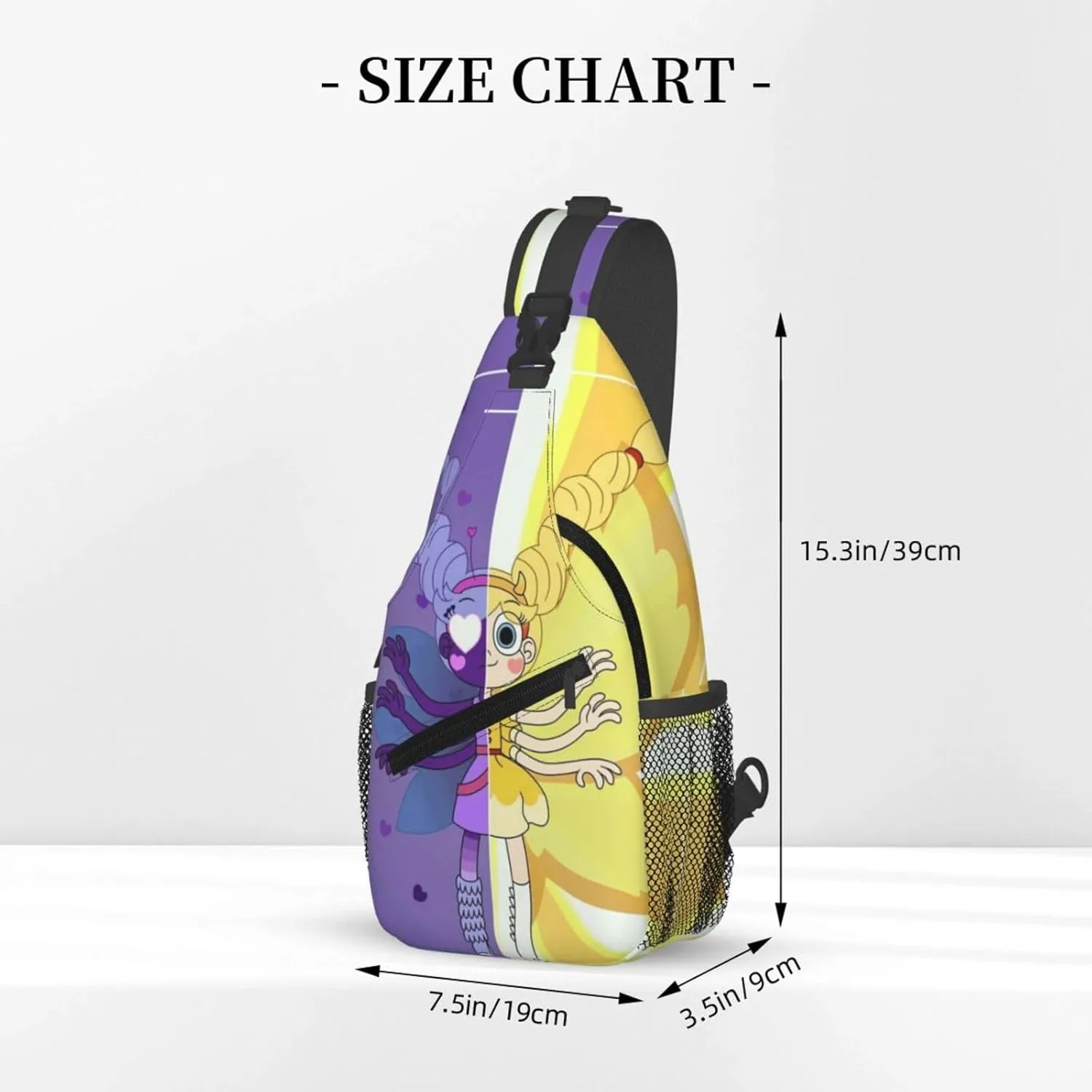 S-tar Butterfly Princess Messenger Bag Backpack Crossbody Bag Shoulder Bag Travel Hiking Backpack Unisex Black
