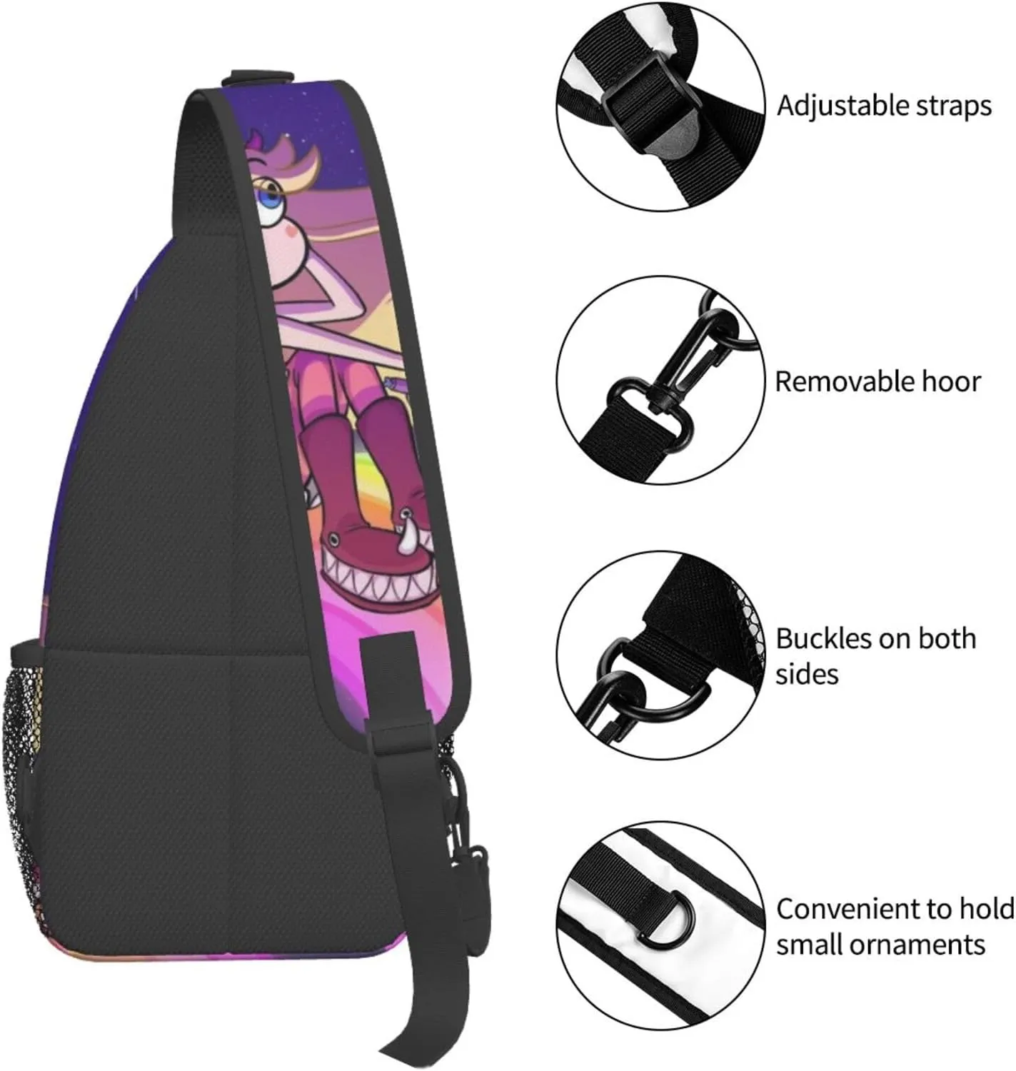 S-tar Butterfly Princess Messenger Bag Backpack Crossbody Bag Shoulder Bag Travel Hiking Backpack Unisex Black