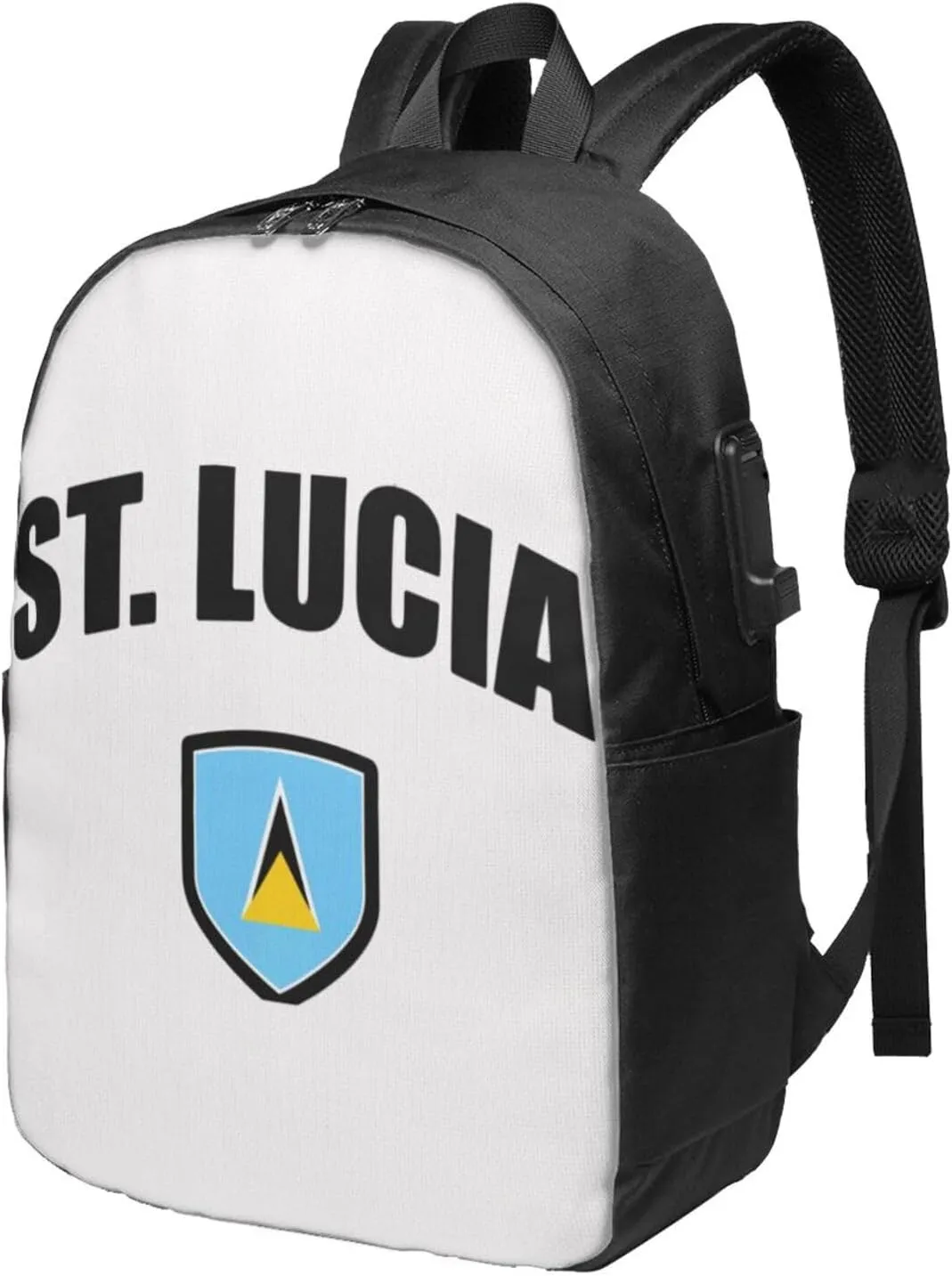 Saint Lucian Lucia Sport Flag Laptop Backpacks Travel Backpack Casual Business Daypack Sport Rucksack Computer Bag Fits up to 17 Inch Notebook with USB Port