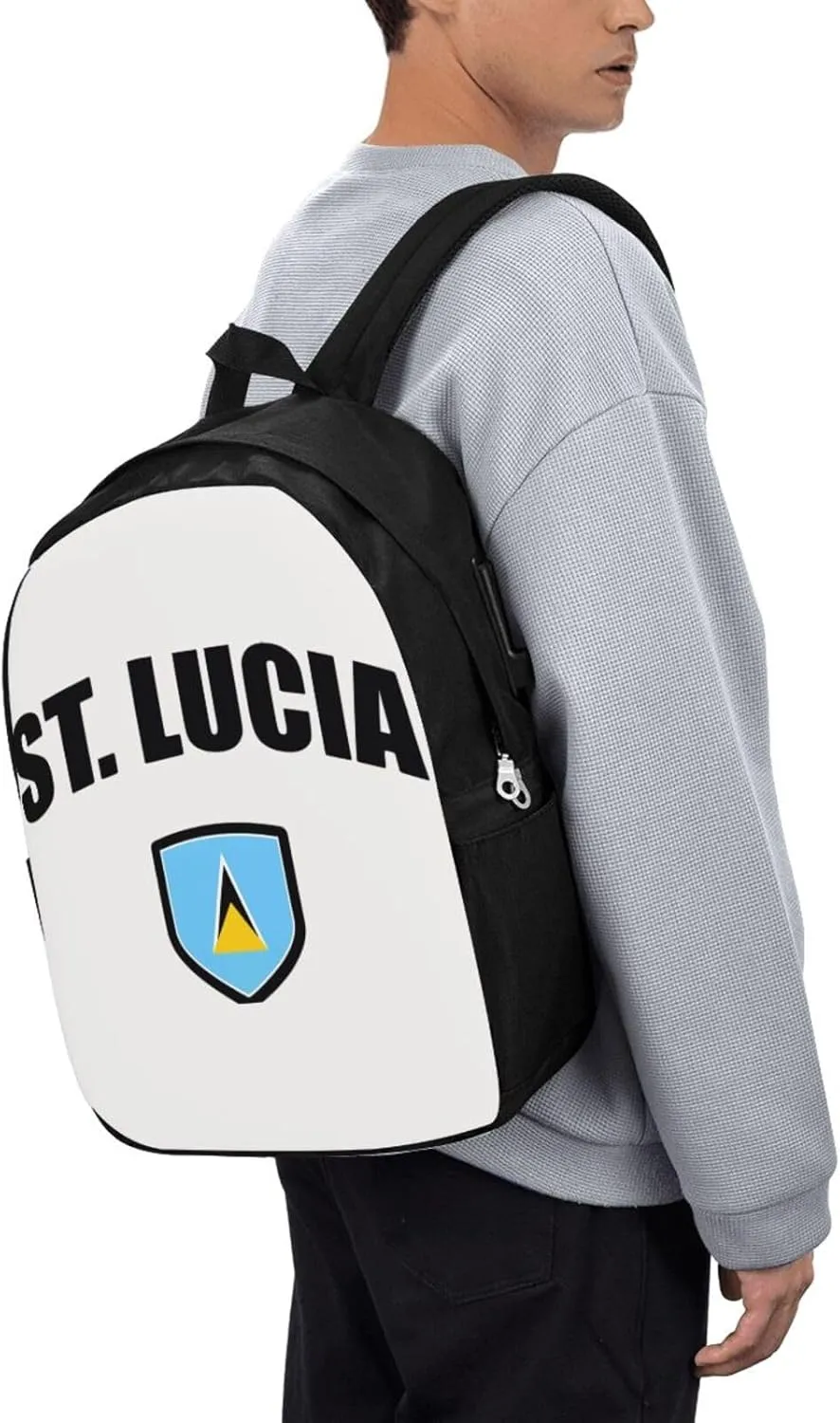 Saint Lucian Lucia Sport Flag Laptop Backpacks Travel Backpack Casual Business Daypack Sport Rucksack Computer Bag Fits up to 17 Inch Notebook with USB Port