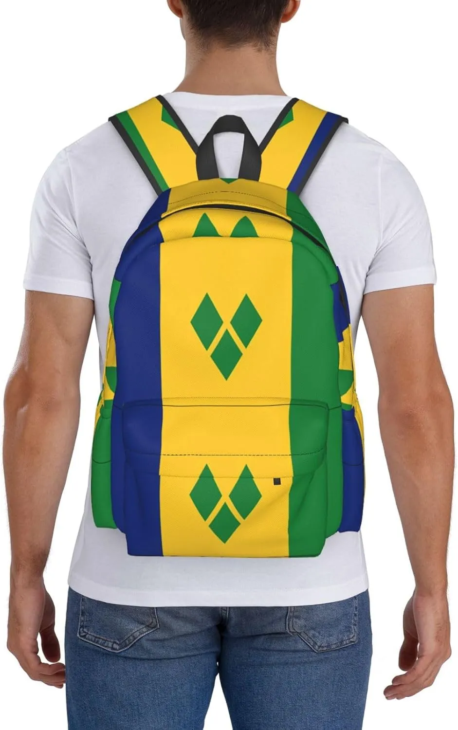 Saint Vincent Grenadines Flag Casual Backpack Large Capacity Travel Backpacks Laptop Daypack Commuter Rucksack Adjustable Strap Sports Bags for Hiking Biking