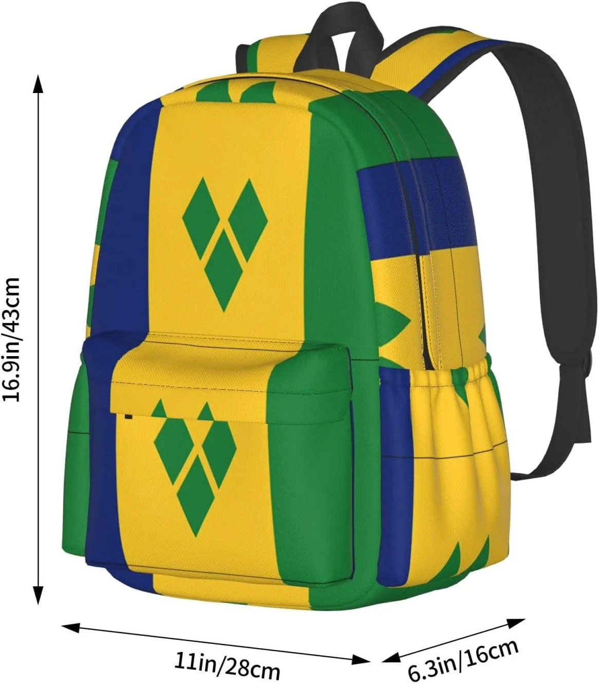 Saint Vincent Grenadines Flag Casual Backpack Large Capacity Travel Backpacks Laptop Daypack Commuter Rucksack Adjustable Strap Sports Bags for Hiking Biking
