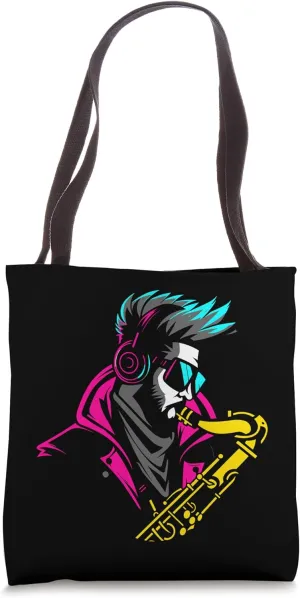 Saxophonist Comic Look Woodwind Instrument for Boys Tote Bag