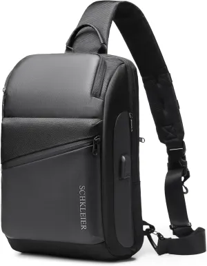 Schkleier Anti-theft Crossbody Bag Laptop Messenger Backpack for Men Women, Fits 13 Inch Computer, with USB Charging Port, For Business Travel Daily
