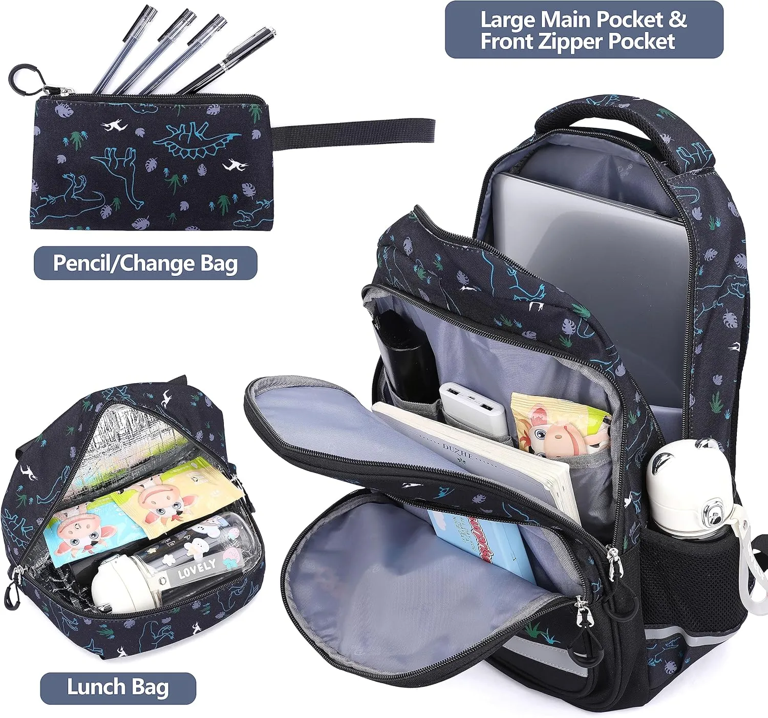 School Backpack Kids Set Middle Elementary Preschool with Lunch Bag & Pencil Case Bookbags for Boys Girls