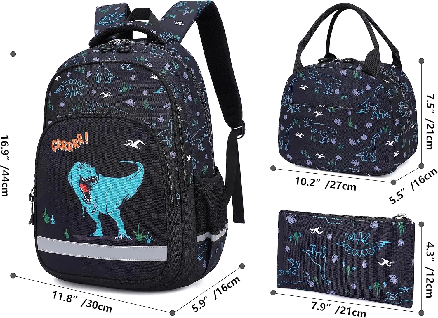 School Backpack Kids Set Middle Elementary Preschool with Lunch Bag & Pencil Case Bookbags for Boys Girls