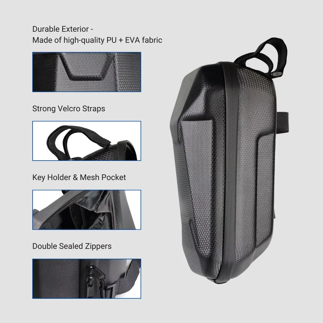 Scooter Bag - Waterproof Hard Shell Storage - Durable Electric Scooter Accessories for Adults - Easy Install Front Bar Bag - Universal Fit for Most E-Scooters & Bikes