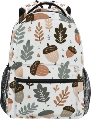 Seamless Background Forest Acorn Gender Neutral Baby Kid's Shool Backpack for Girls Boys,Laptop Travel Backpack for Elementary Middle School Bag Teenagers Bookbag with Comfy Shoulder Starp,16.9" H