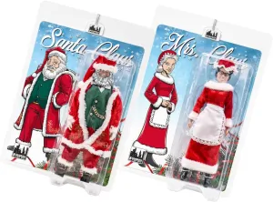 Set of 2 Figures: Santa & Mrs. Claus 8 Inch Retro Action Figure [2018 Editions]
