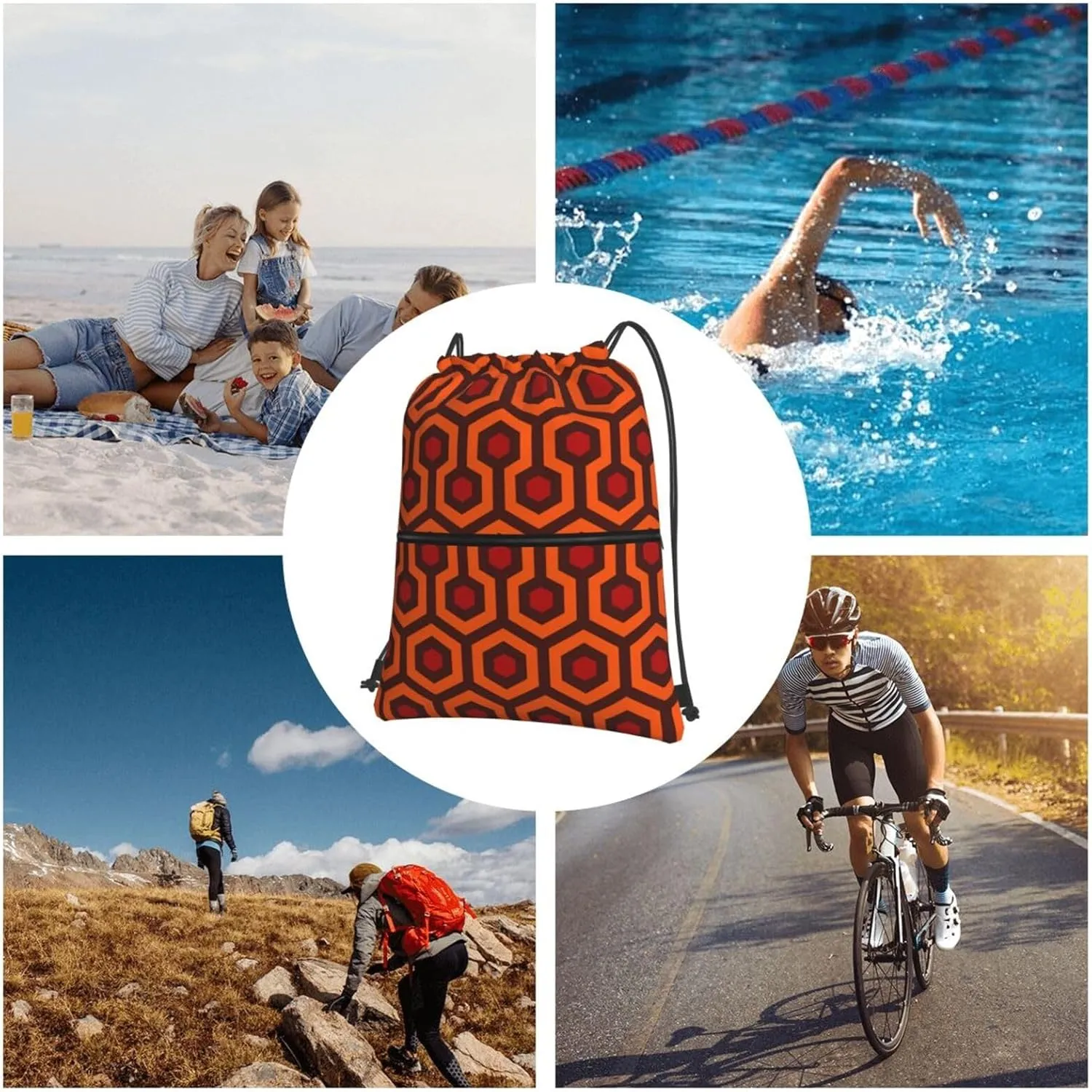 Shining Overlook Drawstring Gym Bag Sports String Backpack For Beach Picnic, Family Outing