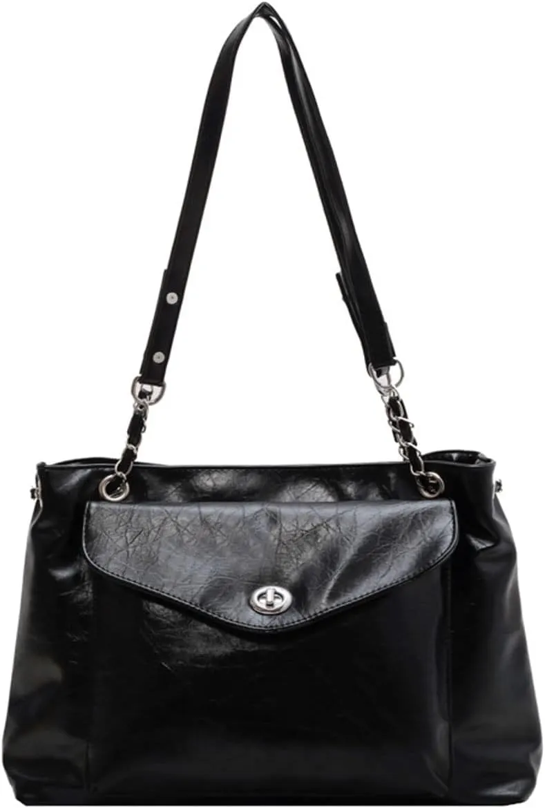 Shoulder Bag for Women PU Leather Tote Two Shoulder Straps Purse Chain Crossbody Bag Large Hobo Bag Fashion Handbag